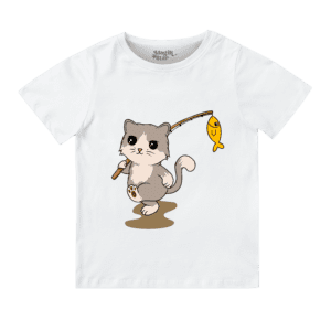 Fishy Cat Round Neck Boys T-shirt