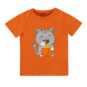 Popcorn Kitty Round Neck T-shirt for Girls