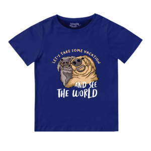 Doggy Vacation Round Neck Girls T-Shirt  