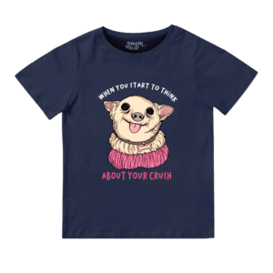 Dog with Crush Half Sleeve Girls T-Shirt
