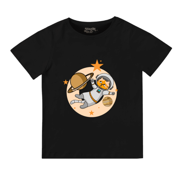 Astronaut Cat Round Neck T-shirt for Girls - Image 2