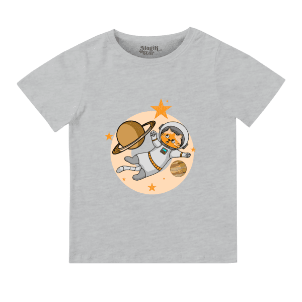 Astronaut Cat Round Neck T-shirt for Girls - Image 3