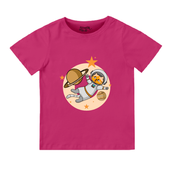 Astronaut Cat Round Neck T-shirt for Girls - Image 7