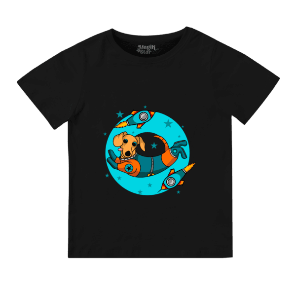 Floating Dog Round Neck T-shirt for Girls - Image 3