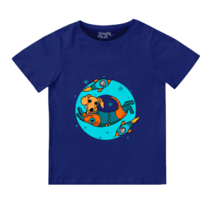 Floating Dog Round Neck T-shirt for Girls