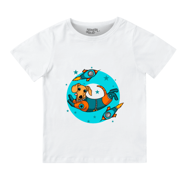 Floating Dog Round Neck T-shirt for Girls - Image 2