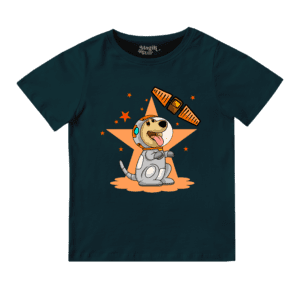 Space Dog Round Neck T-shirt for Girls