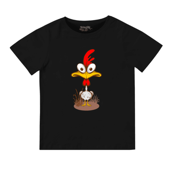 Crazy Chicken  Round Neck T-shirt for Girls - Image 3