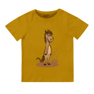 Cartoon Horse Round Neck T-shirt for Girls 