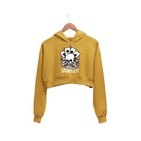 Skull Print Women Crop Hoodie
