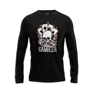 Skull Print Round Neck Full Sleeve Mens T-shirt