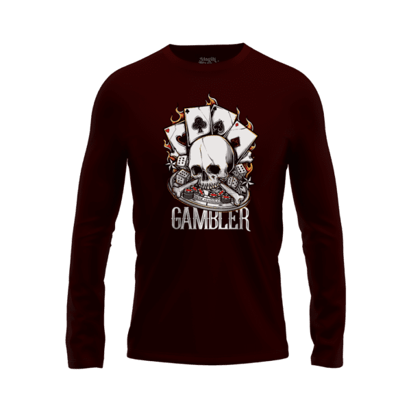 Skull Print Round Neck Full Sleeve Mens T-shirt - Image 5
