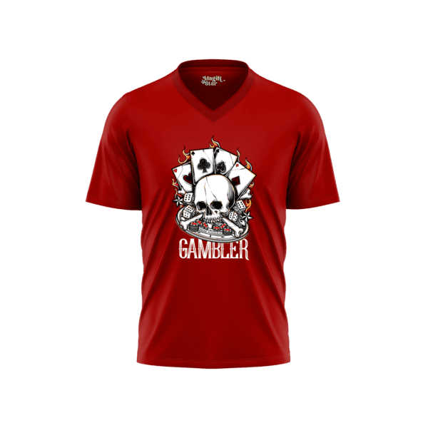 Skull Print V-Neck Half Sleeve Mens T-shirt - Image 4