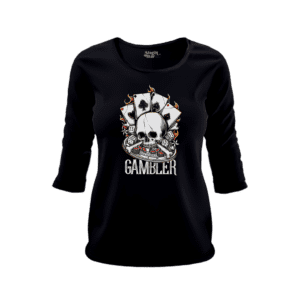 Skull Print 3/4 Sleeve Women T-Shirt