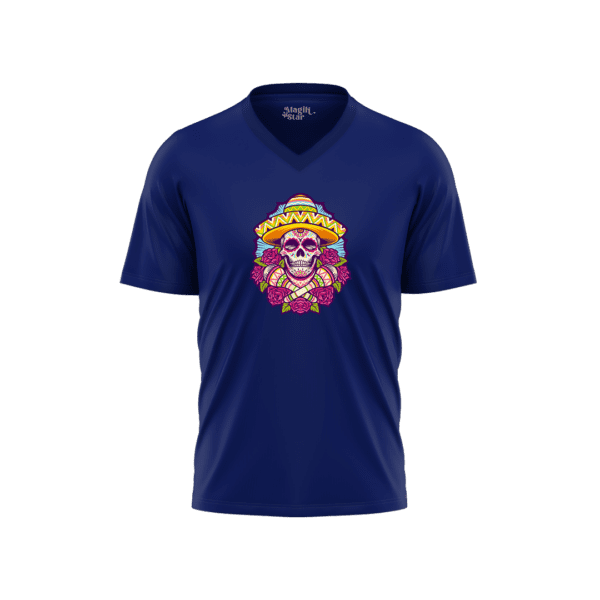 Sombrero Skull V-Neck Mens T-shirt - Image 2