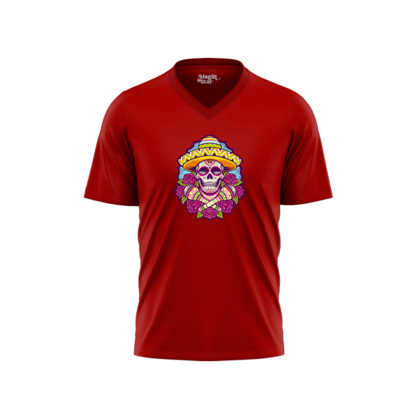 Sombrero Skull V-Neck Mens T-shirt - Image 4