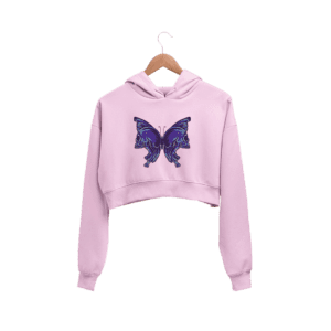 Butterfly Skull Women Crop Hoodie