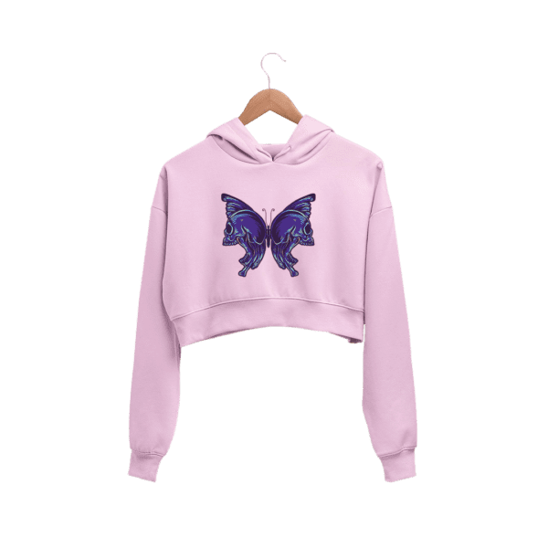 Butterfly Skull Women Crop Hoodie