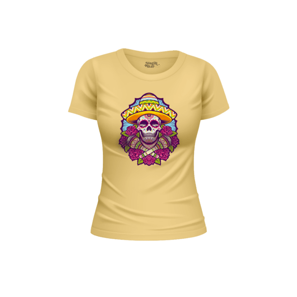 Sombrero Skull Half Sleeve Women T-Shirt - Image 17