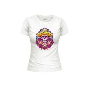 Sombrero Skull Half Sleeve Women T-Shirt