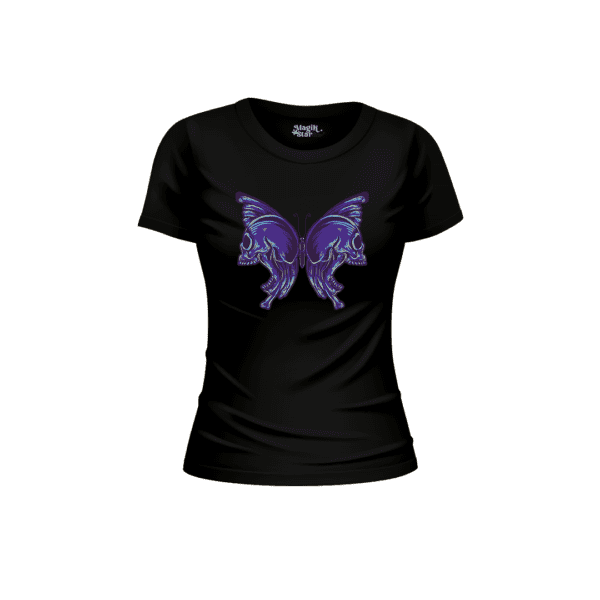 Butterfly Skull Half Sleeve Women T-Shirt