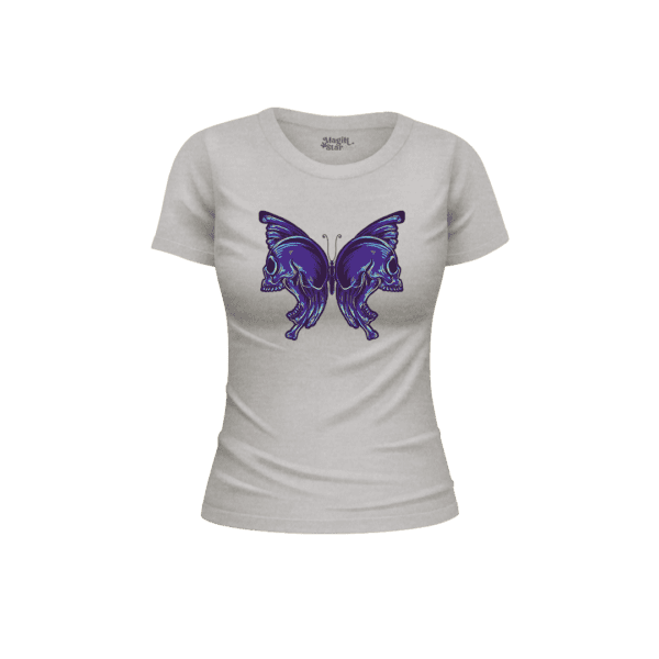 Butterfly Skull Half Sleeve Women T-Shirt - Image 10