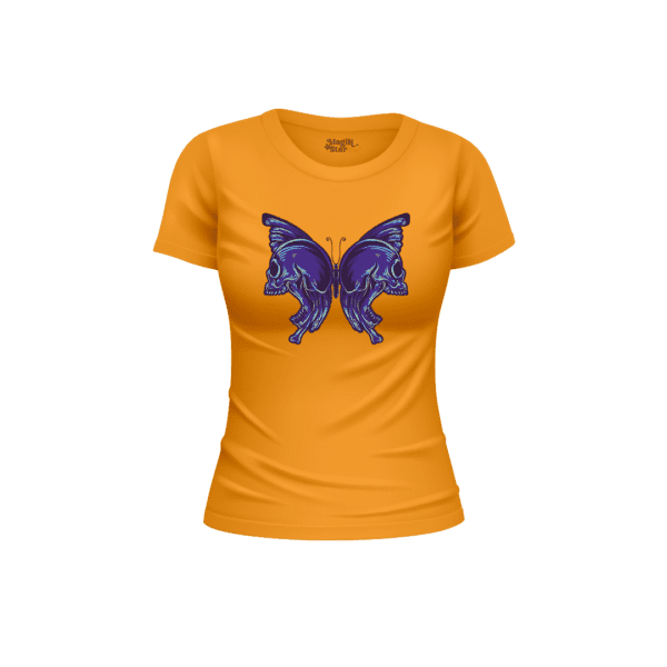 Butterfly Skull Half Sleeve Women T-Shirt - Image 7