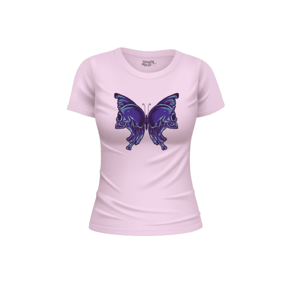 Butterfly Skull Half Sleeve Women T-Shirt - Image 9