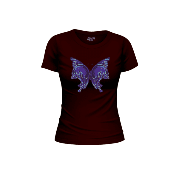 Butterfly Skull Half Sleeve Women T-Shirt - Image 2