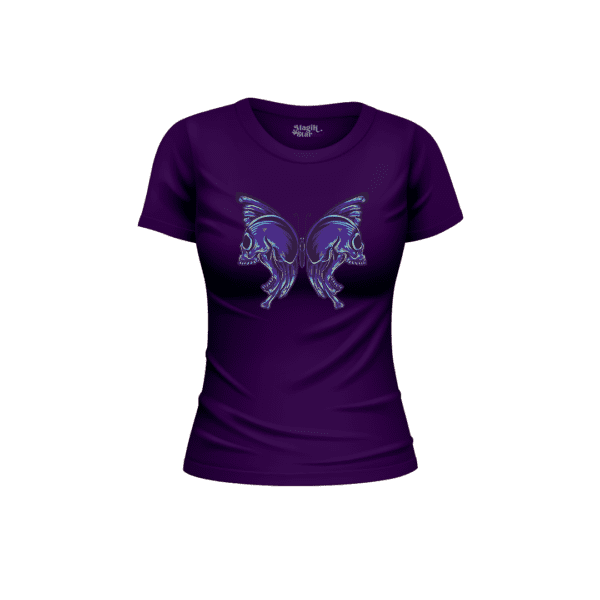 Butterfly Skull Half Sleeve Women T-Shirt - Image 4