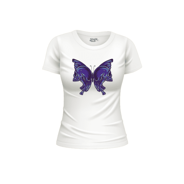 Butterfly Skull Half Sleeve Women T-Shirt - Image 6