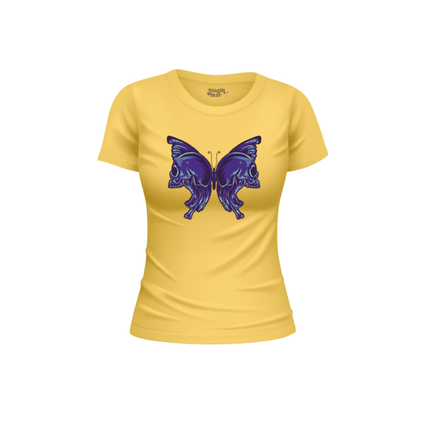 Butterfly Skull Half Sleeve Women T-Shirt - Image 5