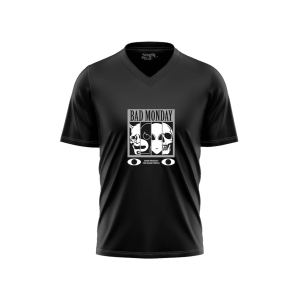Bad Monday V-Neck Half Sleeve Mens T-Shirt