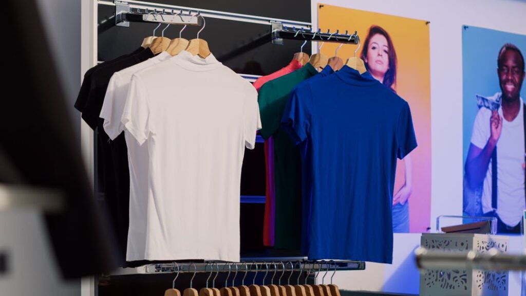 Supima Cotton T-shirts hanged in order